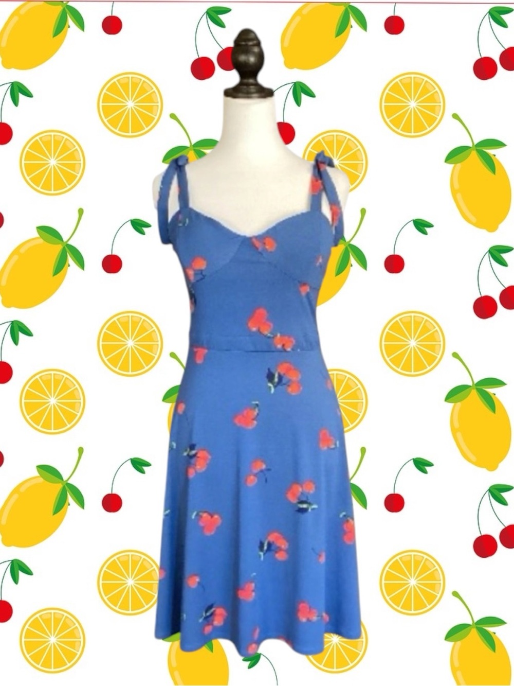 ModCloth Retro Pin-Up Rockabilly Indie Maximalist Casual Colorful Cherry Dress M